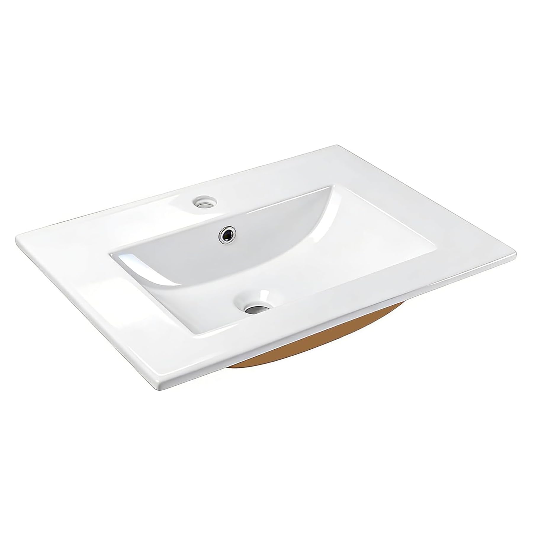 NUESTRA VIDA Vasque À Encastrer Lavabo Céramique Encastré, Lavabo de Salle de Bain, Rectangulaire, Blanc Brillant, 61 x 46 x 16 cm