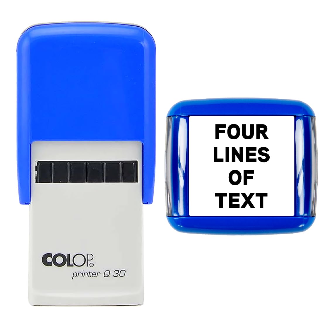 30mm Square - Premium Personalised Custom Made Self-Inking Business Company Address Rubber Ink Stamp (Four Lines of Text)