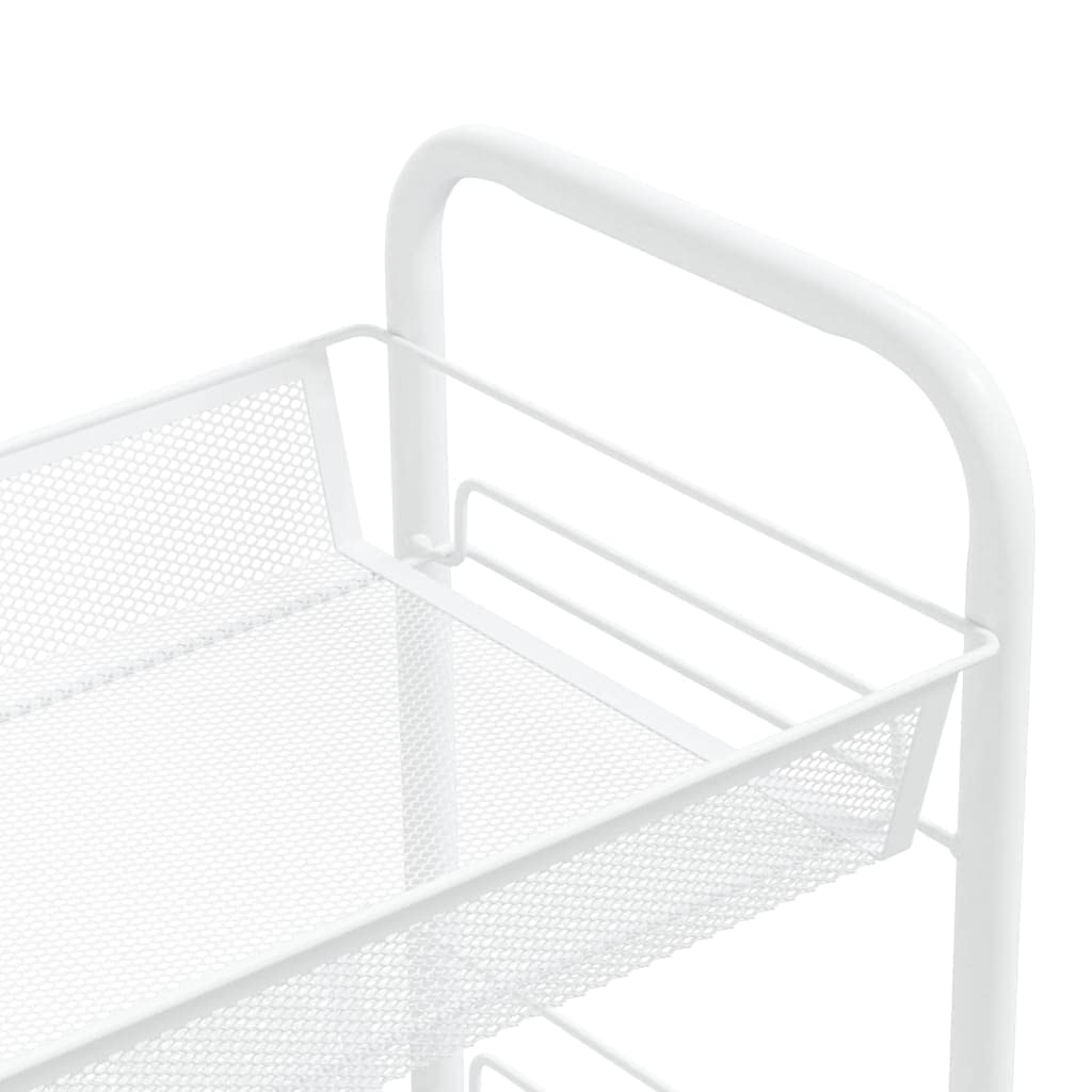 Carrito de cocina blanco con 5 niveles de hierro 46 x 26 x 105 cm, carrito de servicio con ruedas, carrito auxiliar para cocina, baño, oficina, organizador de espacio para isla de cocina y