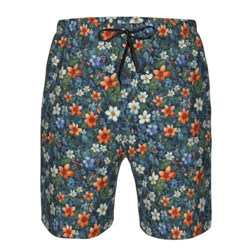 Flowers and Leaves Print Stylish Beach Shorts Swim Trunks Lightweight Breathable Summer Outdoor Activities4