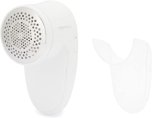 Miniatura 4 de Amazon Basics Afeitadora de tela a pilas para eliminación de pelusa y pelusas, incluye 2 cuchillas de repuesto, color blanco