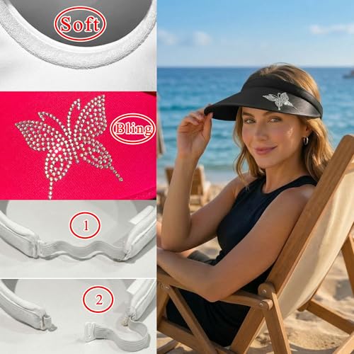 3 Pack de Visera para Mujer con Rhinestones Brillantes miniatura 4