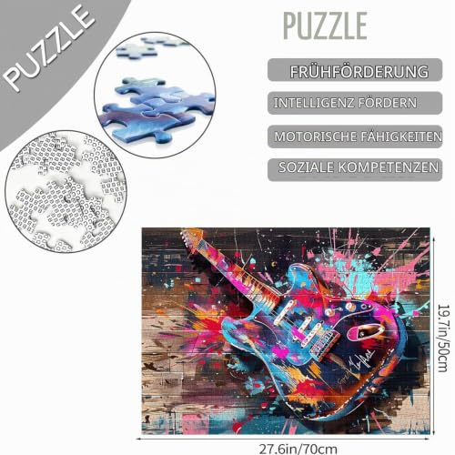 Gitarre Graffiti Jigsaw Puzzles Erwachsene Musikalisches Puzzle 1000 Teile Buntes Herausforderndes Perfekte Spielnächte DIY Heim… – Ansicht 2