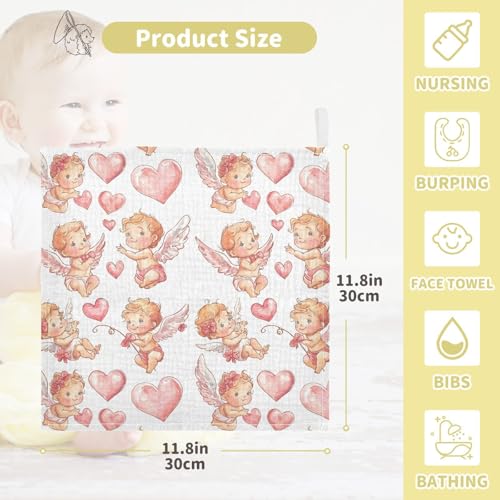 Baby Muslin Washcloths Valentine‘s Day Baby Burp Cloths Cotton Babys Face Towel for Newborn Infants Boys Girls Soft and Absorbent 11.8 X 11.8 in, 3 Pack4