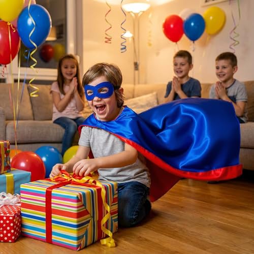 Image of Superhero Capes for Kids Halloween Costumes and Dress up - Superhero Toys Capes 4-10 Year for boys birthday party Gifts