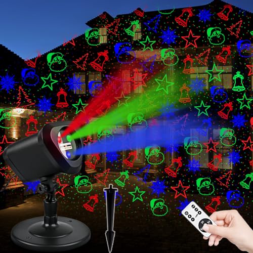 Christmas Projector Lights Outdoor, Waterproof Christmas Laser Lights Aluminum Landscape Projector Lights with Blue Red Green Xmas Patterns for Party Yard Patio Wall Ceiling Floor Christmas Projector Lights Outdoor, Waterproof Christmas Laser Lights Aluminum Landscape Projector Lights with Blue Red Green Xmas Patterns for Party Yard Patio Wall Ceiling Floor
