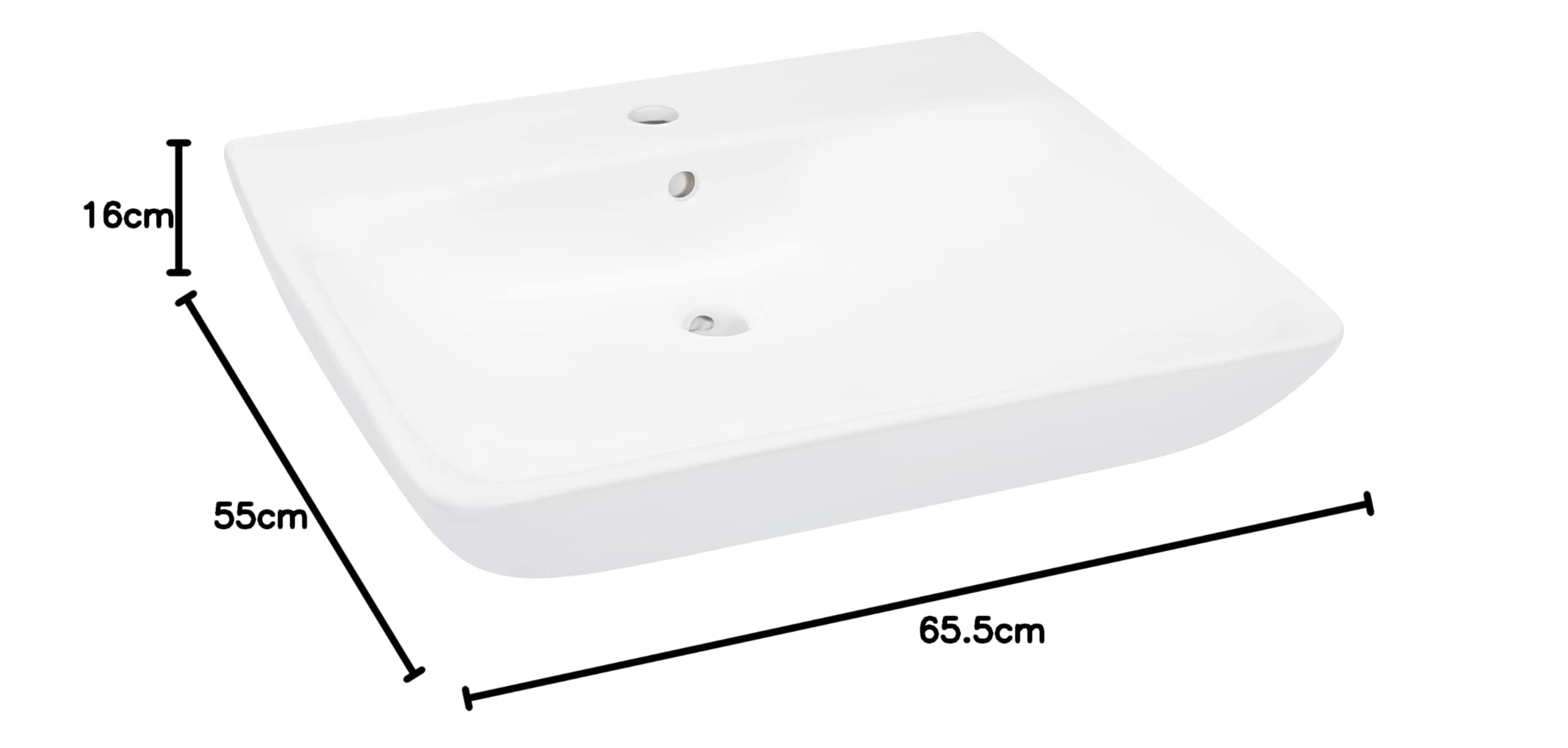 RIVO Square Waschtisch, Keramik, weiß, 75x65,5x16 cm