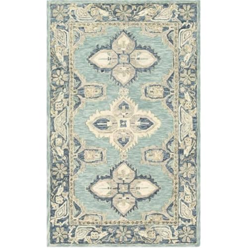 Image of Sifa Carpet Crafted with Care: Premium Hand-Tufted Wool Carpets Royanna Traditional Design Handmade Area Rugs, for Your Room Light Green Color Size 4x6 feet (120x180cm)