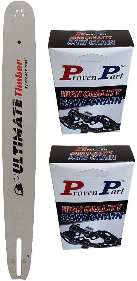 Proven Part 20" Chainsaw Bar and 2 Pack Full Chisel Chain Combo .325" .050" 78DL