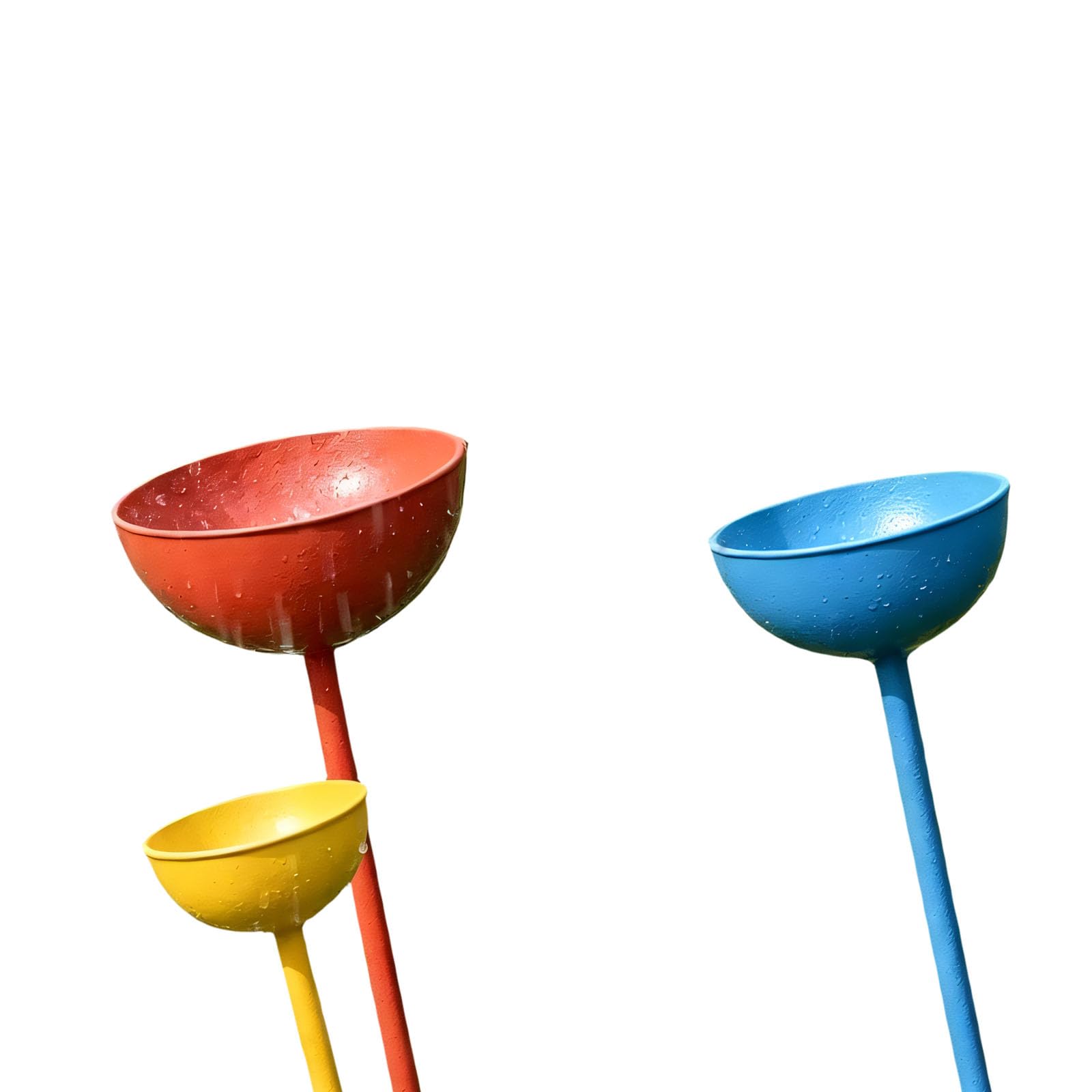 Ciotole per l ' Acqua da Giardino, 3 paletti in Metallo per Bagno degli Uccelli da Giardino per Prati, aiuole Fiorite, Bordi del Giardino, Angoli Esterni e Accenti Floreali