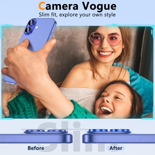 Image of Supershieldz CAM-Guard 3D Camera Lens Protector Ring for iPhone 16 Plus | 16, Keep Original Design and Color, 9H Hardness, Easy Installation - Blue Titanium