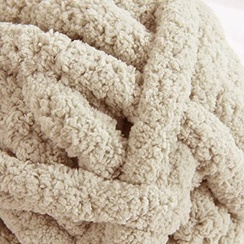 هومبيز خيوط شانيل مكتنزة كاكي للحياكة، خيوط غزل سميكة ومنفوشة للحياكة، خيوط غزل سميكة للغاية للحياكة اليدوية، خيوط مخملية ناعمة، عبوتان جامبو (27 ياردة، 8 اونصة لكل شلة)