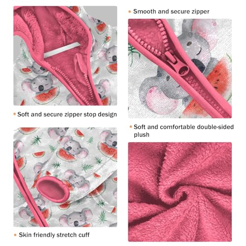 Wombat Watermelon Toddler Fleece Jacket Baby Girls Hooded Zipper Long Sleeve Thick Warm Outerwear 3-10 Years3