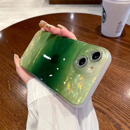 Coque antichoc pour iPhone 15 Plus LVTFCO verte avec film objectif brillant intégrée