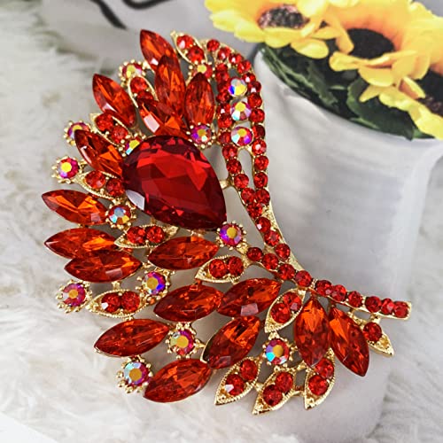 Image of SELOVO Rhinestone Crystal Big Large Brooch Pin Jewerly Accessory Gold Tone