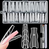 MELLIEX 182 Stücke Dual Tips Nägel Set, Nagel Verlängerung Tips für Gelnägel Nagelverlängerung Sandwich Dual Form Nails für Maniküre Salon DIY (15 Größen T-Form)
