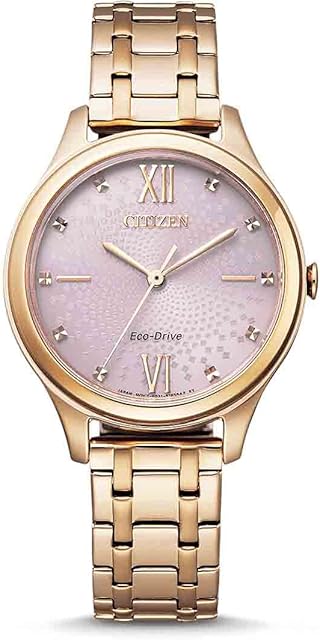Citizen Damski analogowy zegarek Eco-Drive z bransoletką ze stali nierdzewnej, różowe złoto, One Size, bransoletka