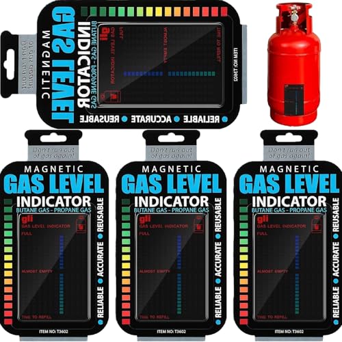 4 Pcs Gas Bottle Level Indicator - Magnetic Gas Level Indicator For Gas Bottles Propane/Calor Gas Bottles Reusable Motorhome Gadgets (Black 10X6.3Cm) For Travel Camping Home Use