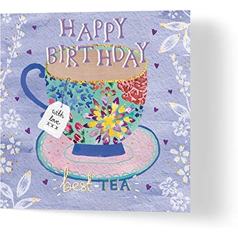 Wuzci Happy Birthday Best Tea Greeting Card Cover