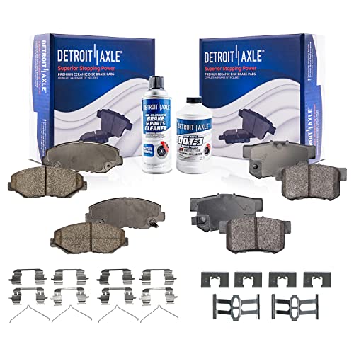 Image of Detroit Axle - Brake Pads for 02-04 Honda CR-V, 03-11 Honda Element, Front and Rear Ceramic Brake Pads w /Hardware 2002 2003 2004 2005 2006 2007 2008 2009 2010 2011 Replacement