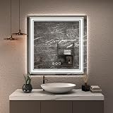 GOLOMO 36x36 Square LED Mirror for Bathroom, Dimmable Vanity Mirror with Lights, Backlit and Front L