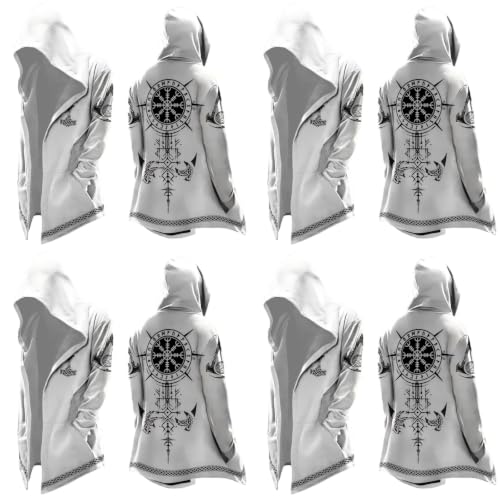 Mens Jacket Medieval Norse Mythology Hooded Cool Motorcycle Cardigan Cape - image 1