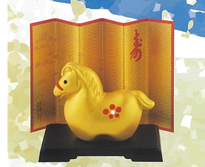 Japanese Year 2026 ETO Zodiac Gold Clay Lucky Horse Figurine