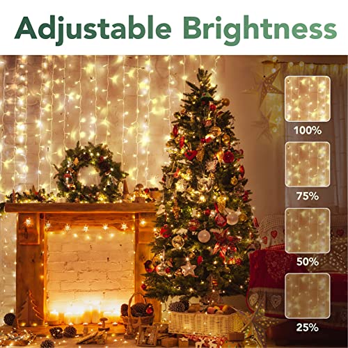 Maggift 304 Led Curtain String Lights, 9.8 X 9.8 Ft, 8 Modes Plug In Fairy String Light With Remote Control, Christmas, Backdrop For Indoor Outdoor Bedroom Window Wedding Party Decoration, Warm White #TOP4