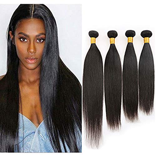 Long Straight 100% Human Hair 4 Bundles 18 20 22 24 Inch 10a Peruvian Unprocessed Virgin Hair Weave Bundles Deals For Women Natural Color