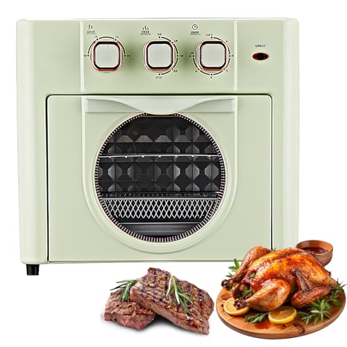 Electric Multi-function Air Fryer Toaster Oven Combo - 18L Large-capacity With 3 Mechanical Knob, Temperature Control & Timer, 360° Hot Air Circulation - Green