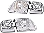 G-PLUS Headlights Assembly, Compatible with 1997 1998 1999 2000-2002 Ford Expedition bumper Headlamp, Clear lens Chrome Housing Clear Reflector