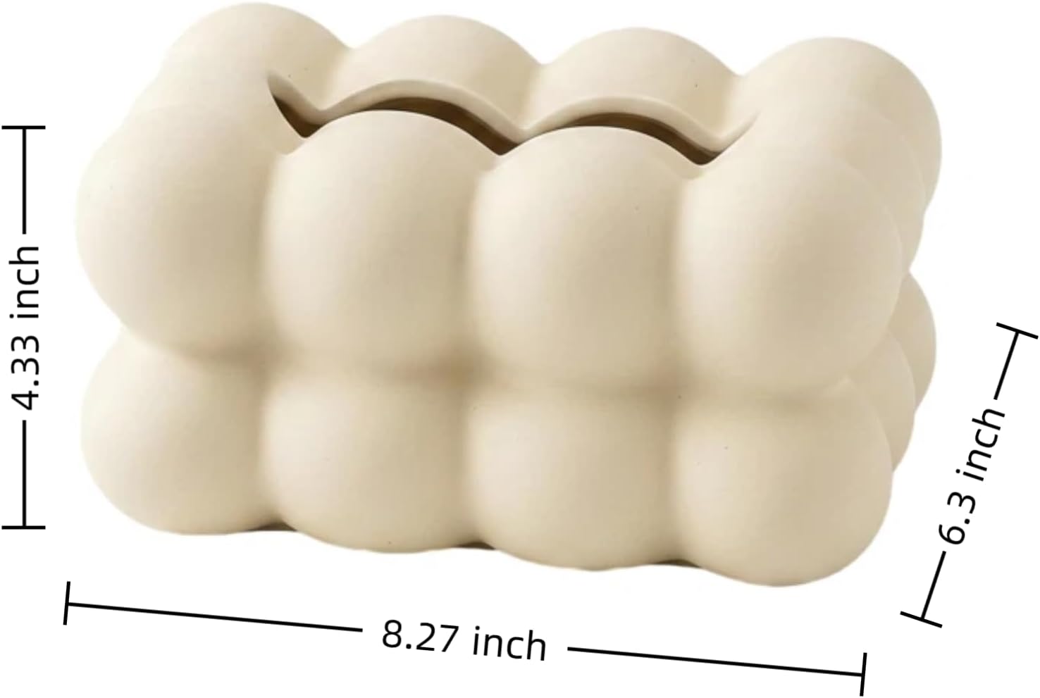 Bubble Tissue Box Cover – Ceramic Tissue Holder for Bathroom, Living Room, Bedroom – Decorative and Modern Design Tissue Dispenser Box (Cream) image 2