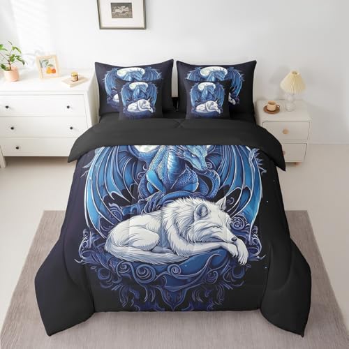 Erosebridal Dragon Comforter Set Twin Bed in A Bag