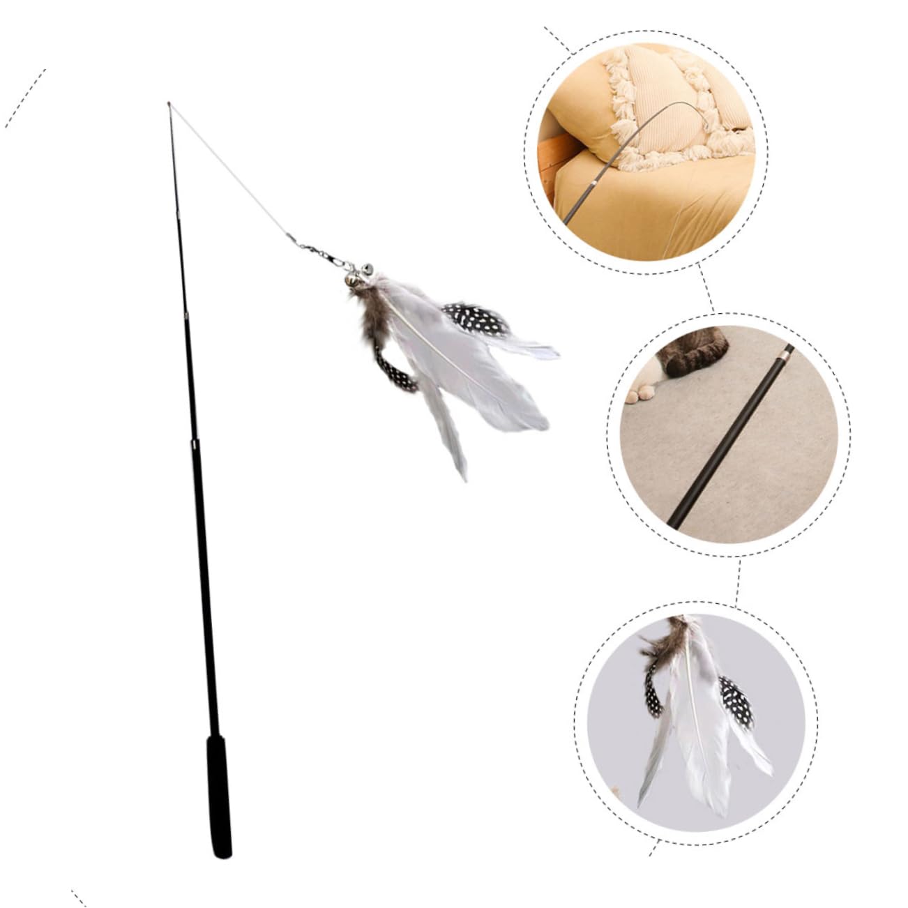 INOOMP 8stücke Katzenangeln Mit Teleskopierbarem Stab Und Bunten Federn Interaktives Spielzeug Für Katzen Und Kätzchen Bewegung Und Spielspaß
