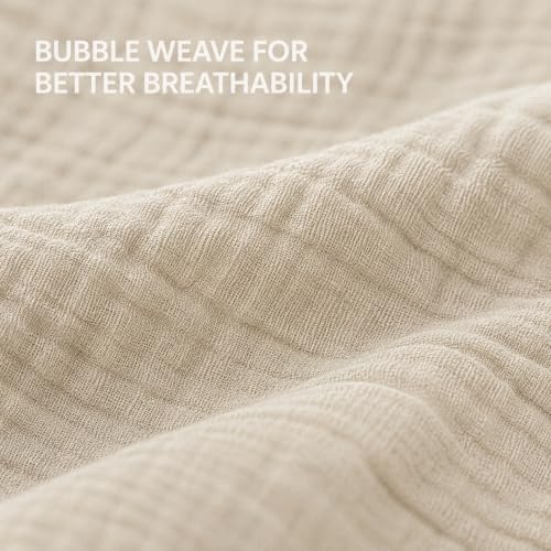 Image of 100% Cotton Muslin AC Blanket | 4 Layer Textured Breathable Summer Throw | Lightweight Blanket for AC Rooms | All Season Comfort Dohar | 150x220 cm | Off White
