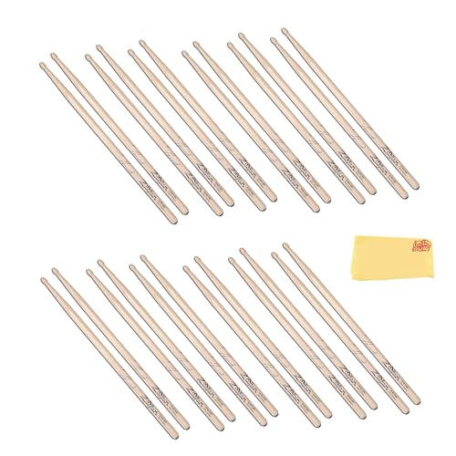 Zildjian 5A Anti-Vibe Wood Drumsticks - 12-Pack Bundle with Austin Bazaar Polishing Cloth