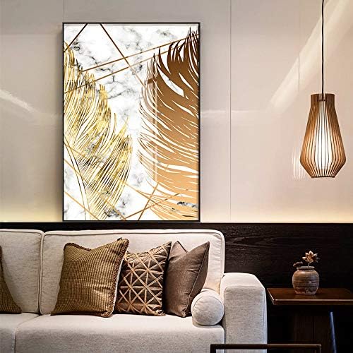Canvas Wall Art Living Room,Art Botanical Paintings Wall Art on Canvas Abstract Gold Leaves Marble Wall Art for Bedroom Wall Decor Modern Artwork for Home Decorations,No Frame,40 * 50cm