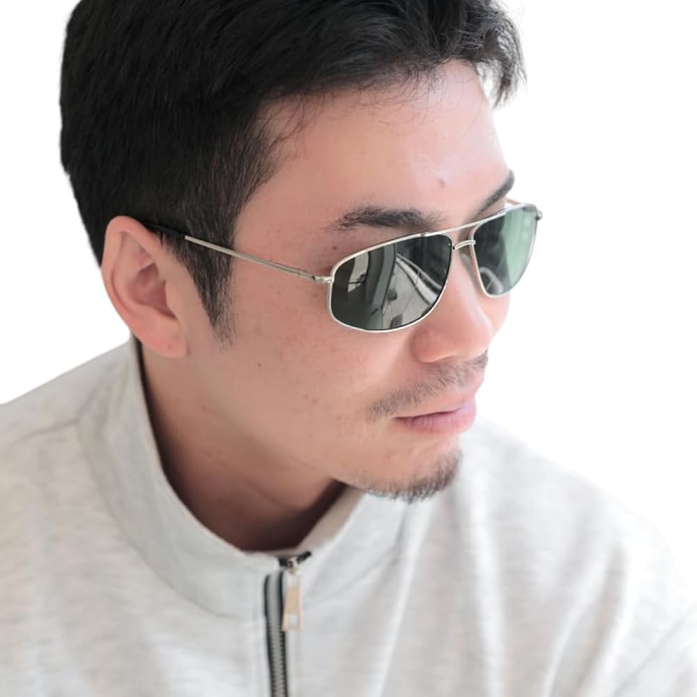 Amazon | [FashionBerry] 1.シルバー×グリーン 超軽量 角型