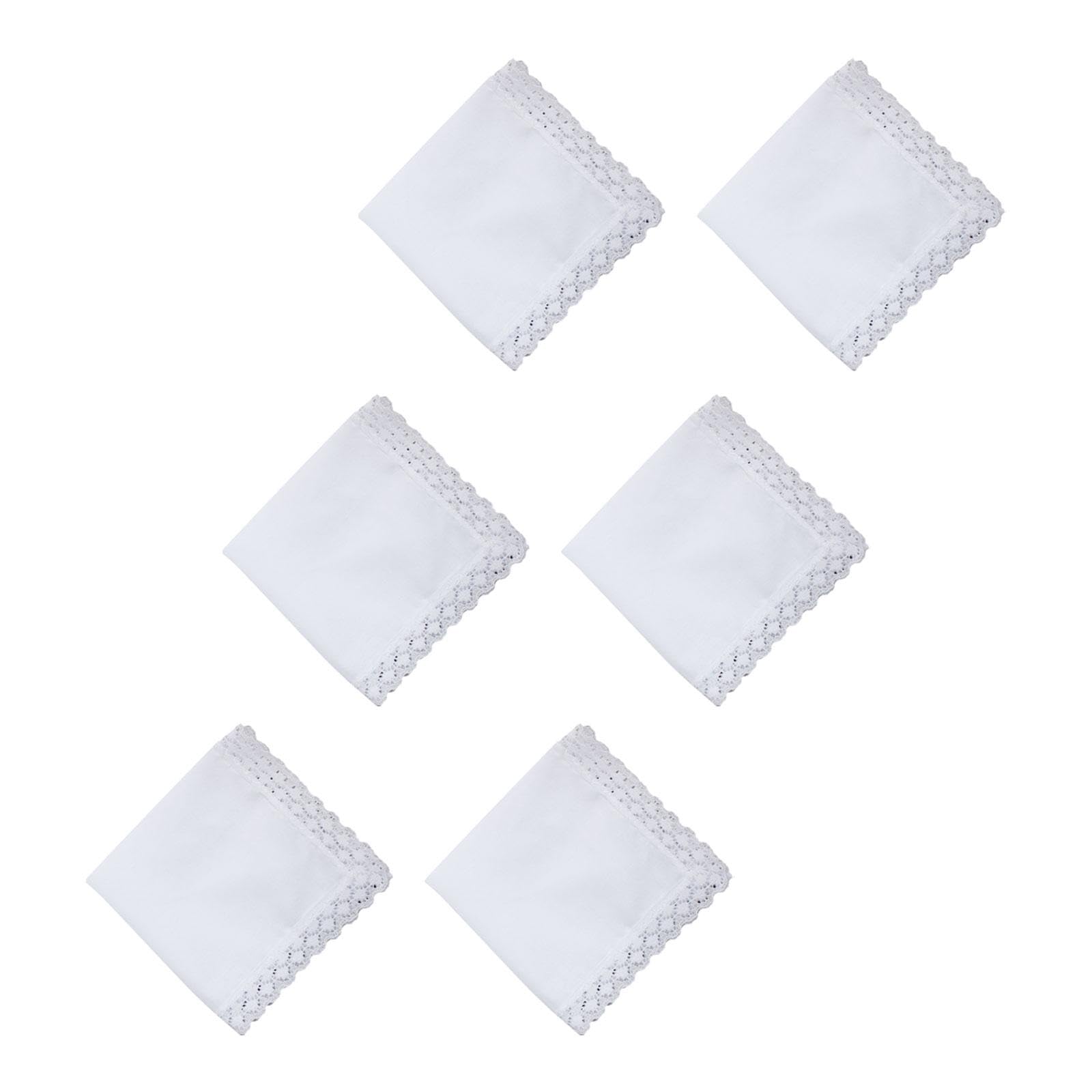 6Pcs Blank White Lace Handkerchiefs White Hankies for Dyeing Crafts Handmade| Casual | Daily Wear | Party Wear-image-7