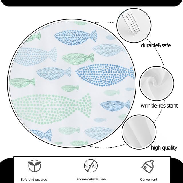 Miniatura 3 de Mantel redondo con estampado de océano, mantel con estampado de pescado, lavable, resistente a las arrugas, para el hogar, cocina, comedor, picnic,