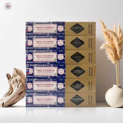 Image of Satya Smudge Incense Stick - Hand-Rolled Indian Masala Incense for Meditation, Yoga & Spiritual Cleansing Pack of 6 (Nag Champa)