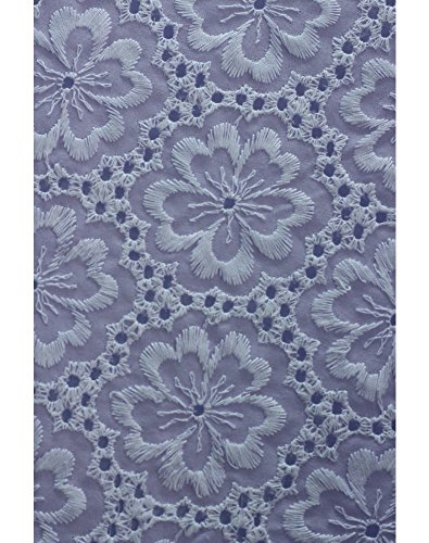 Purple - Floral Embroidered Cotton Hakoba Fabric 17