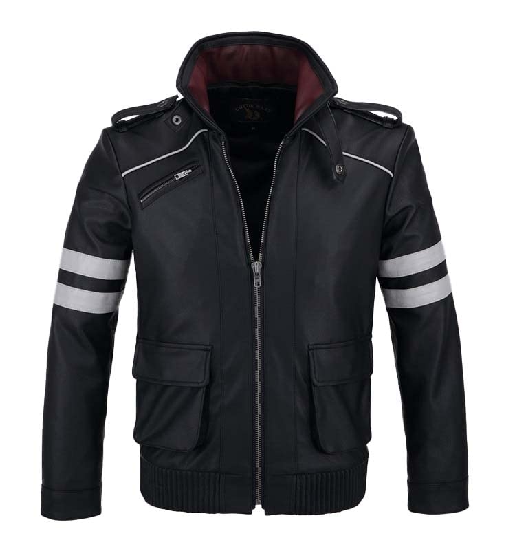 Alex Mercer Prototype - Giacca da moto in vera pelle con cappuccio rimovibile