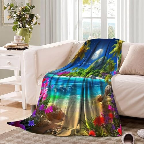 Plaid paysage côtier 3D couverture de lit camping voyage