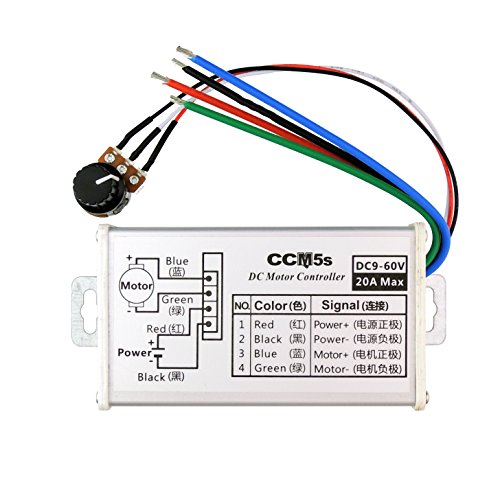 uniquegoods 9V 12V 24V 36V 48V 60VDC 20A PWM DC Motor Speed Controller Stepless Variable Speed Regulator With Metal Shell CCM5S