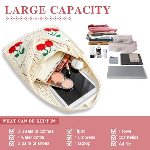 Bolsa de malla de crochet para playa para mujer miniatura 5