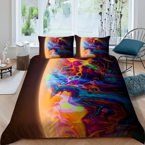 Linge de lit imprimé spatial King 220x240cm en microfibre durable de qualité supérieure. - 3