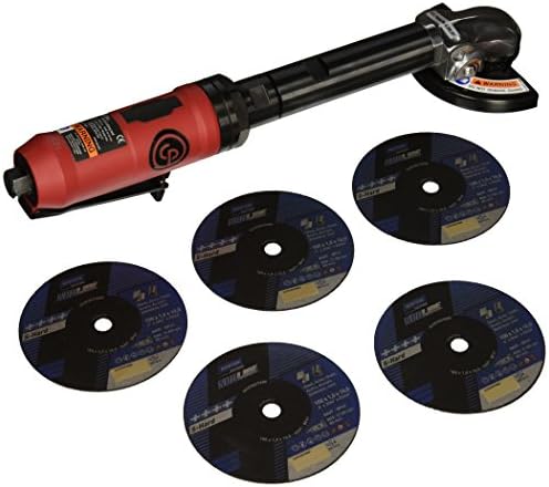 Chicago Pneumatic CP9116 - 4 Inch (100 mm) Air Angle Cut-Off Tool, Extended Reach, 1 HP / 746 W, with 5 Norton Cutting Discs