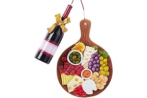 Wine Bottle Christmas Ornaments | Round Charcuterie Board Ornament