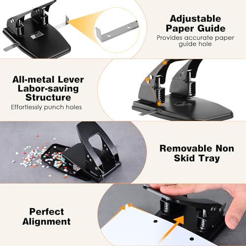 Image of Dreyoo Two Hole Punch with 50pcs Paper Fasteners, 30 Sheet Capacity